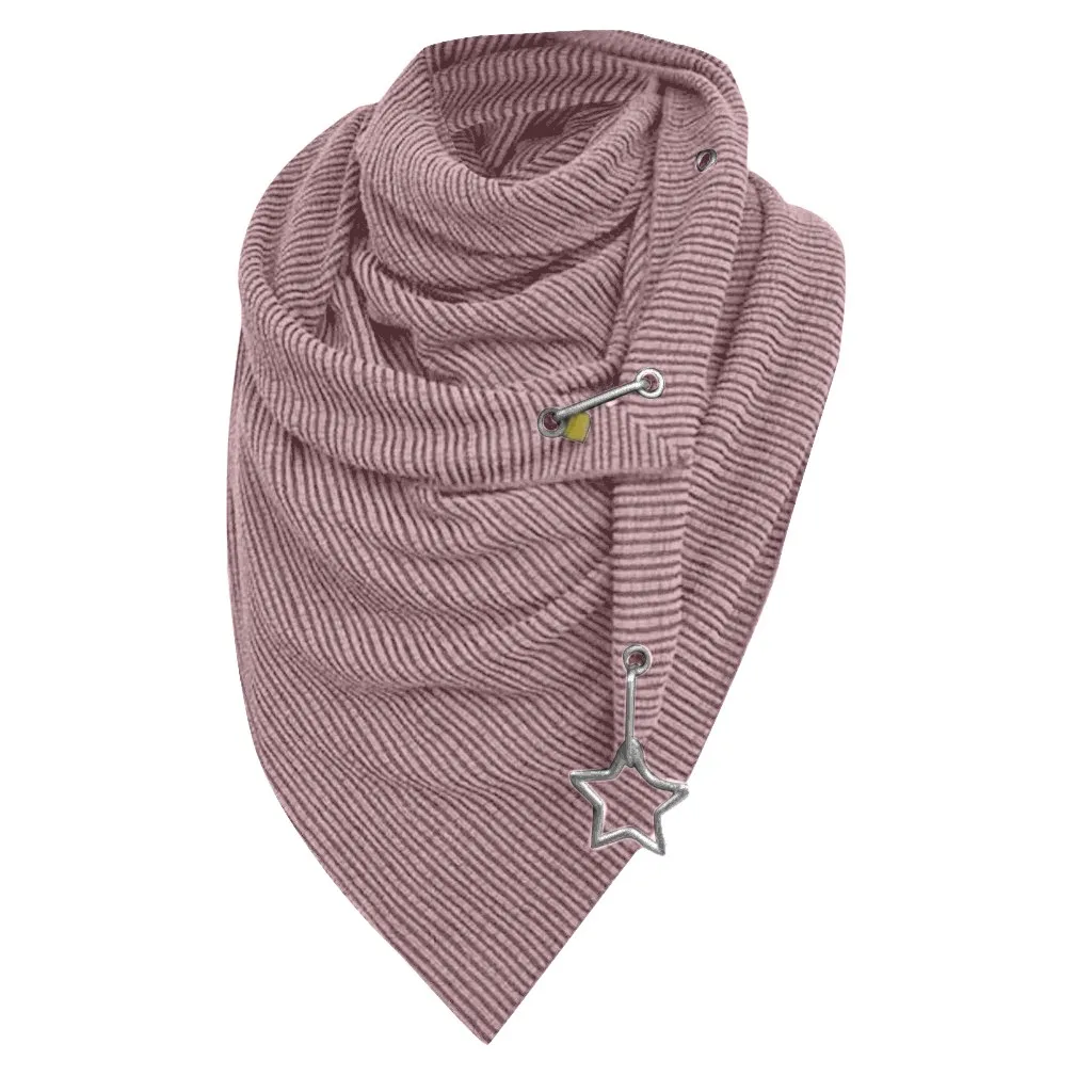 

Women Solid Scarf Fashion Retro Female Star Pendant Neckerchief Winter Keep Warm Multi-Purpose Shawl Scarf Fashion Stripe Scarf