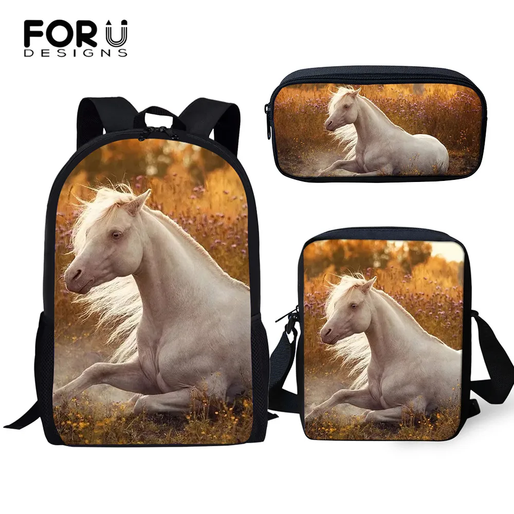 FORUDESIGNS/детский модный рюкзак с цветочным рисунком лошадей животных сумка для