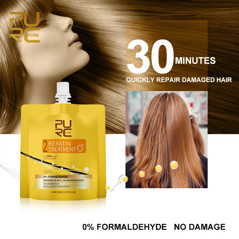 

PURC New Keratin Hair Treatment 0% Fomalin No Irritation No Smoke And Purifying Shampoo & After Keratin Regenerative Mask