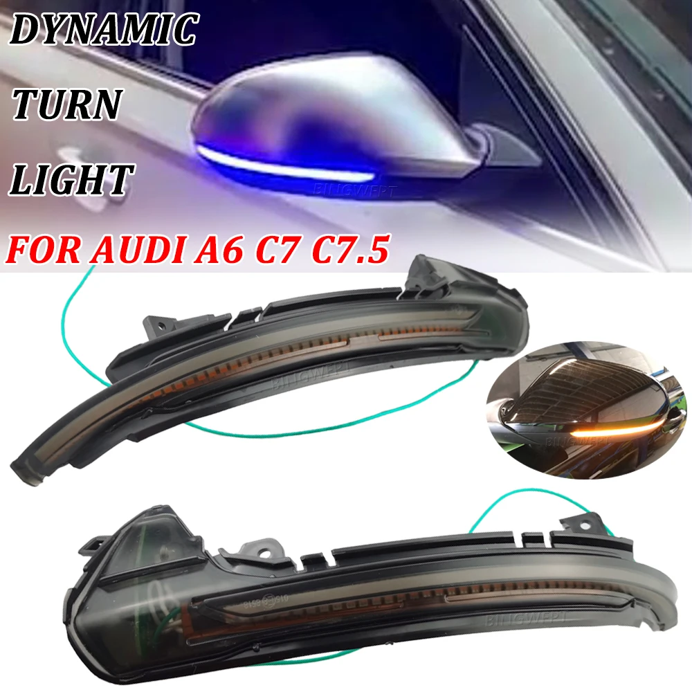

BINGWFPT для Audi A6 RS6 4G C7 7,5 2012-2018, динамические СВЕТОДИОДНЫЕ ПОВОРОТНЫЕ сигнальные огни, индикатор Заднего вида, поворотный ретранслятор