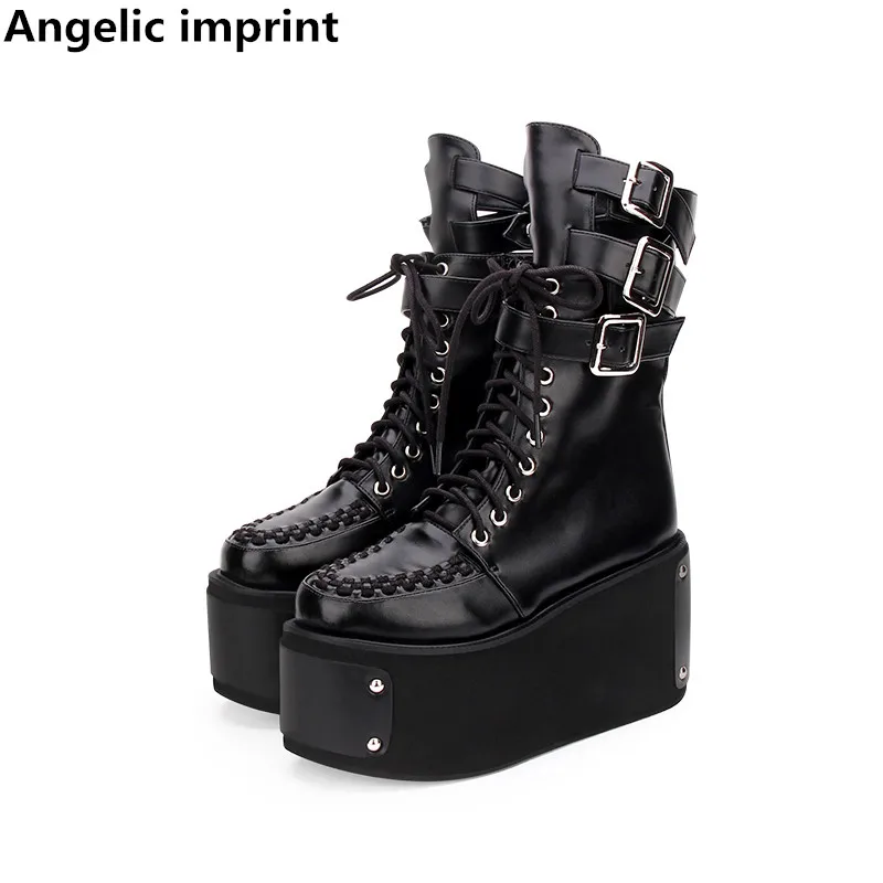 Ангельский отпечаток Мори девушка женские панк сапоги для езды на мотоцикле