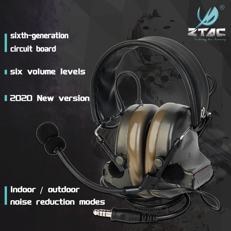 Z-TAC Tactical Headphones Peltor Active Noise Reduction Two Modes 2021 Version Tactical Headset For Walkie-talkie Softair