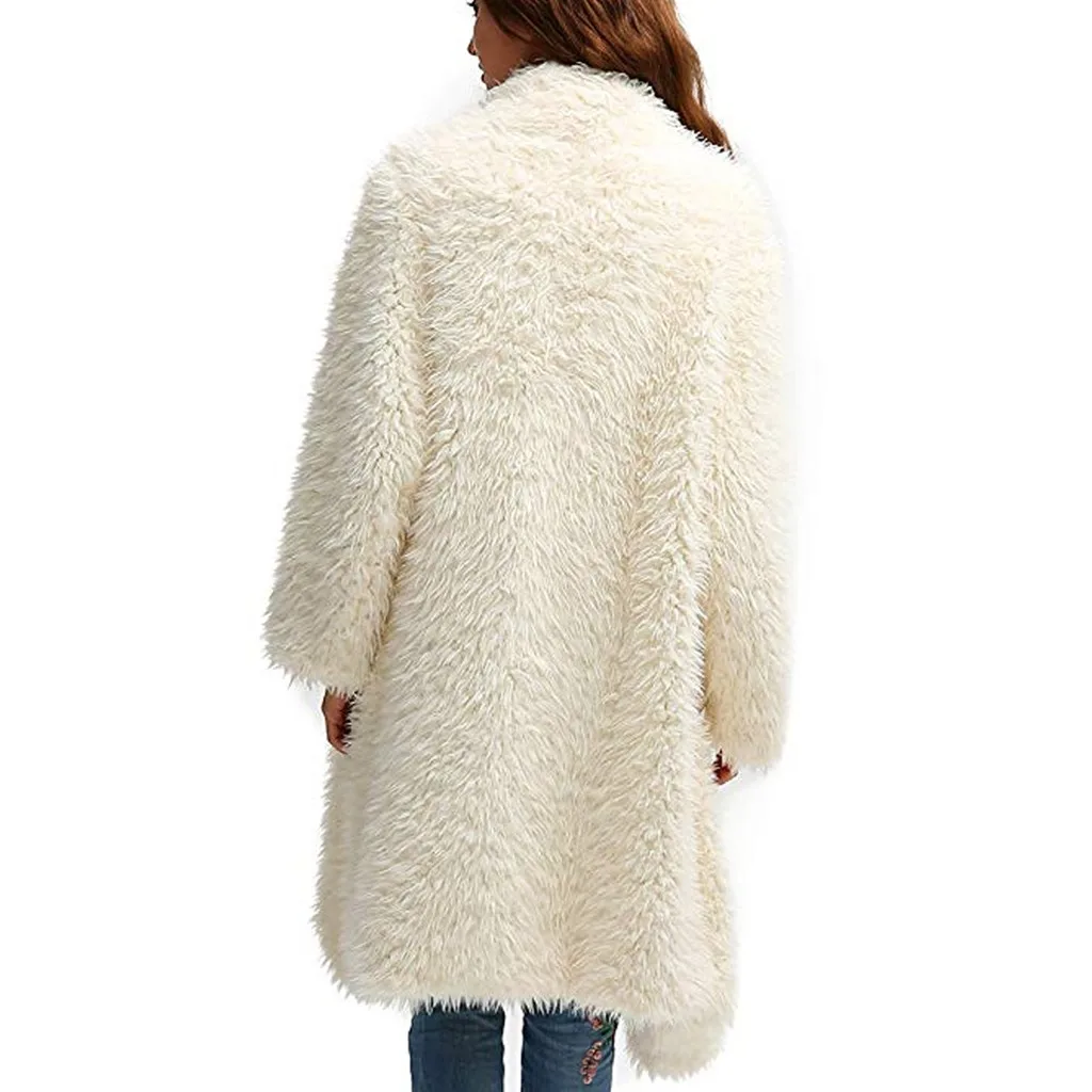 Faux Fur Coat Women Casual Long Sleeve Solid Color Open Front Cardigan Jacket Outwear Top Chaqueta Mujer bontjas Teddy | Женская одежда