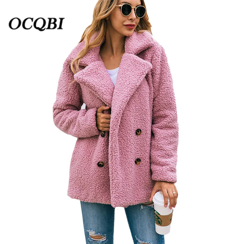 

Plu Size 2020 Winter Women Coat Fashion Casual Coat Korean Style Warm Faux Fur Coat Pockets Furry Jacket
