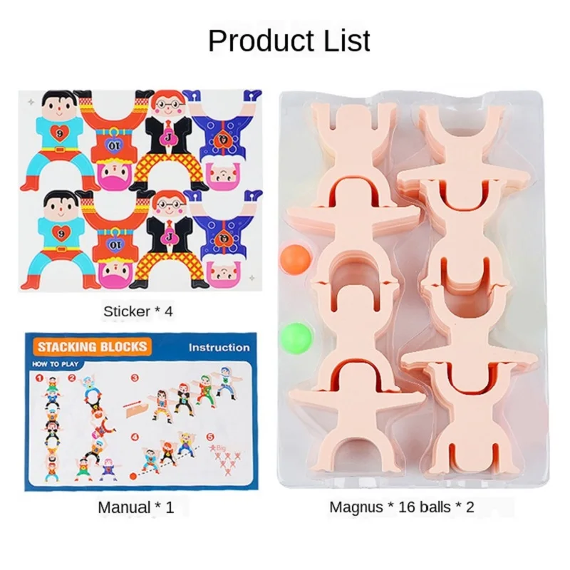 

16 Pcs/set Building Blocks with Cartoon Hercules Stickers Parent-child Interactive Toy Stacking High Game Balance Plastic Blocks