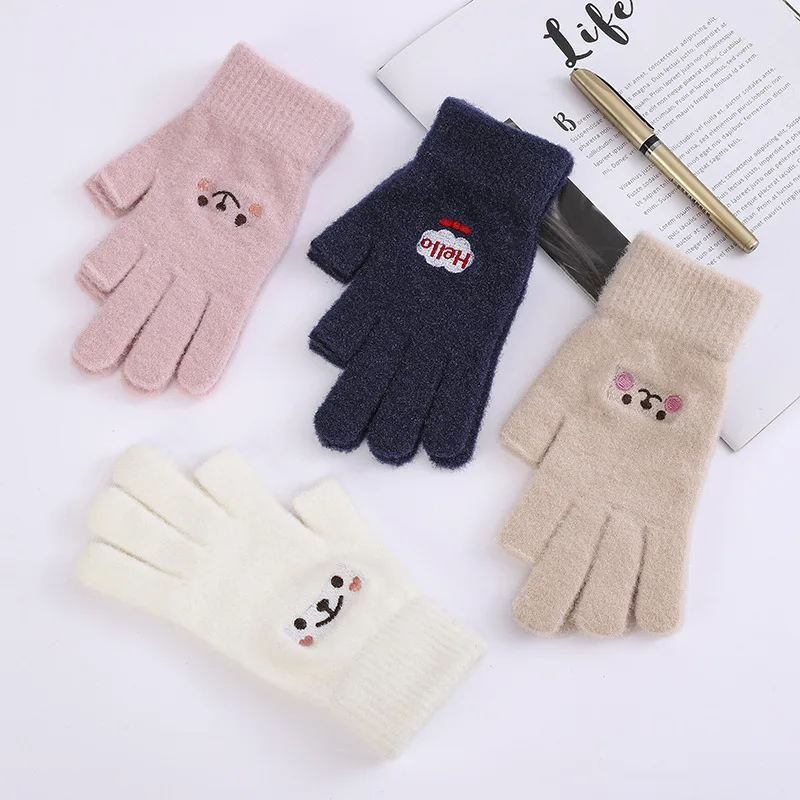 Новое поступление теплые женские зимние перчатки с улыбающимся лицом модные