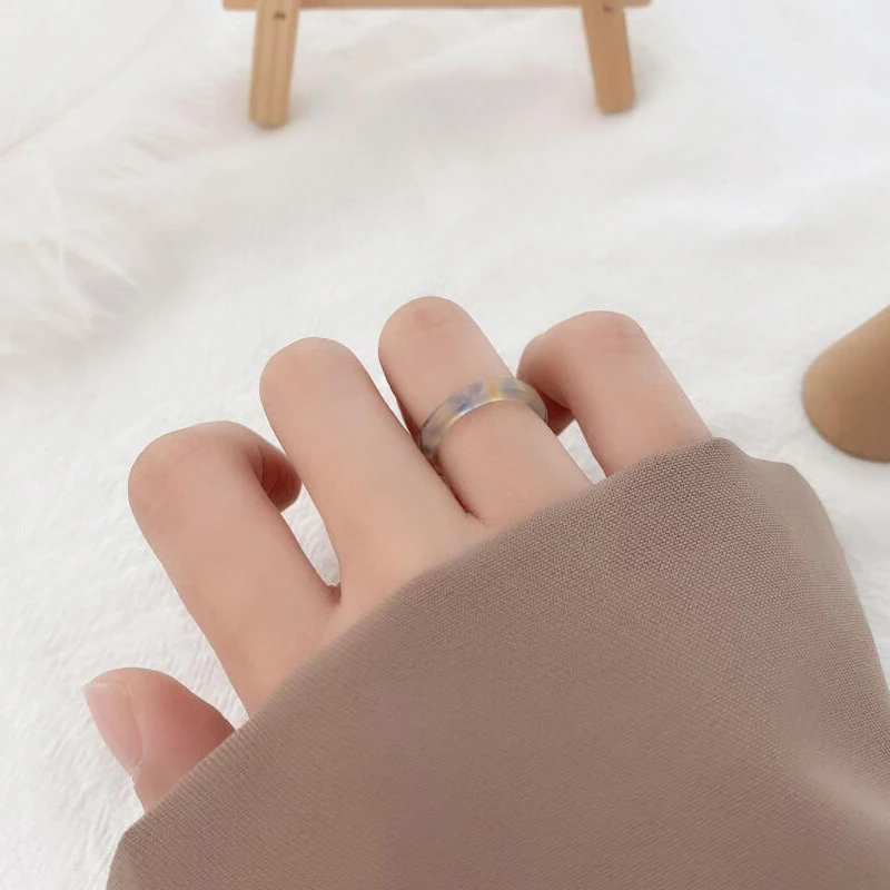 

New Candy Color Ring Set Female Fashion Personality Texture Design Index Finger Ring Opening Adjustable Tail Ring