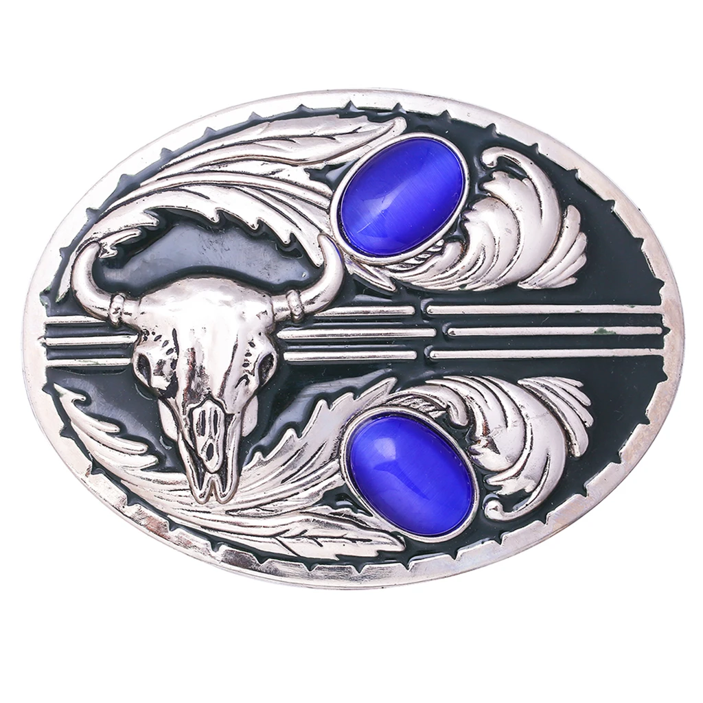 Retro Gem Belt Buckle Indian Tribal Bull Head Rodeo Cowboy Clamp Parts |