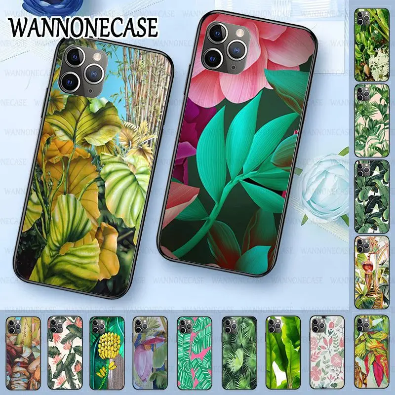 Мягкий чехол с рисунком листьев пальмы банана и цветов для iphone 11Pro 5s 6s 7 8plus x xs xr xsmax