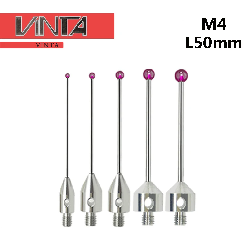 Three-coordinate measuring needle M4 thread extension rod L50mm Ruby ball probe Lever Thread Tungsten steel measurement CMM