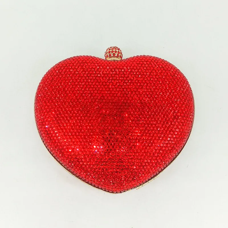 

15x14CM Dinner Bag With Rhinestones Diamonds Women Heart-shaped Chain Shoulder Bags Women Messenger Bag a6632