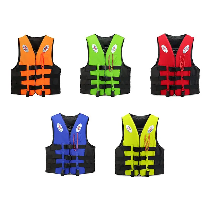 

Universal Outdoor Swimming Boating Skiing Driving Vest Survival Suit Polyester Life Jacket for Adult Children with Pipe