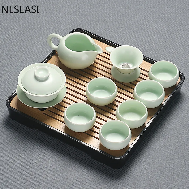 

New style Ceramic fresh tea set Set Storage water Tea tray Travel convenient Tea set teapot Household drinking utensils NLSLASI
