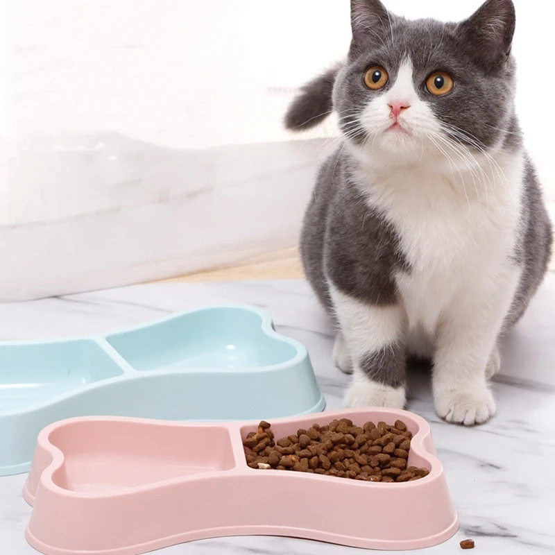 

Hot Macarone Double Pet Bowl Plastic Puppy Cats Food Water Drinking Dish Feeder Cat Puppy Feeding Supplies Small Dog Accessories