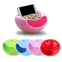 lazy snack bowl plastic double layer snack storage box bowl fruit bowl and mobile phone bracket chase artifact too