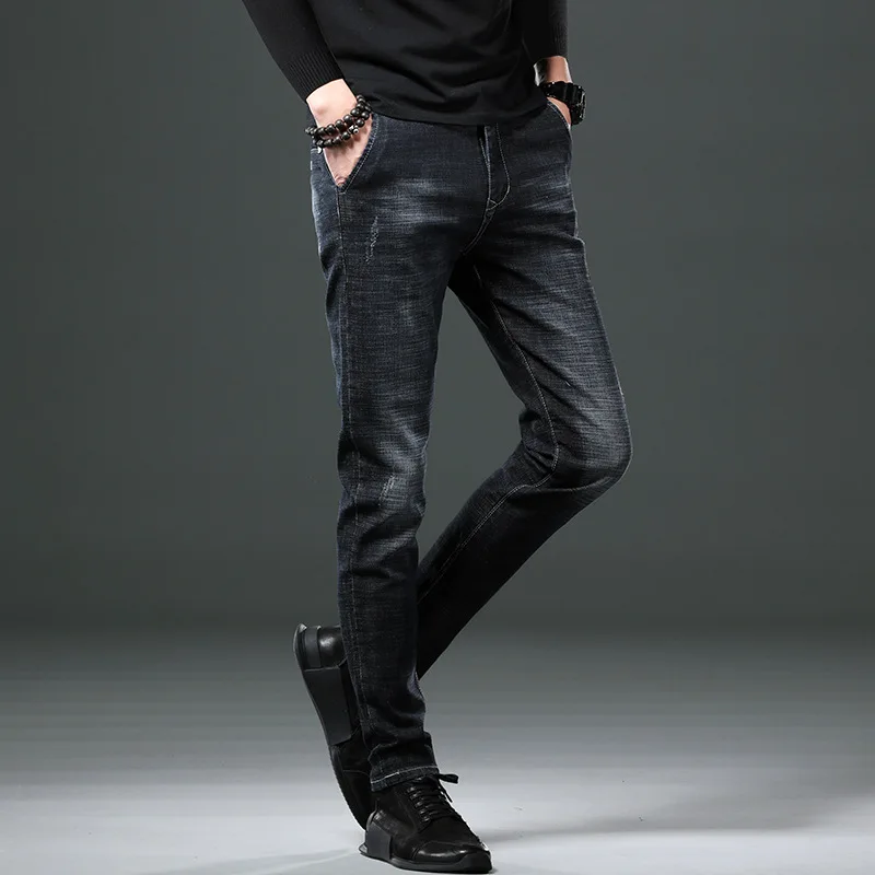 

2021 new men's jeans spring and autumn pants trendy casual trousers