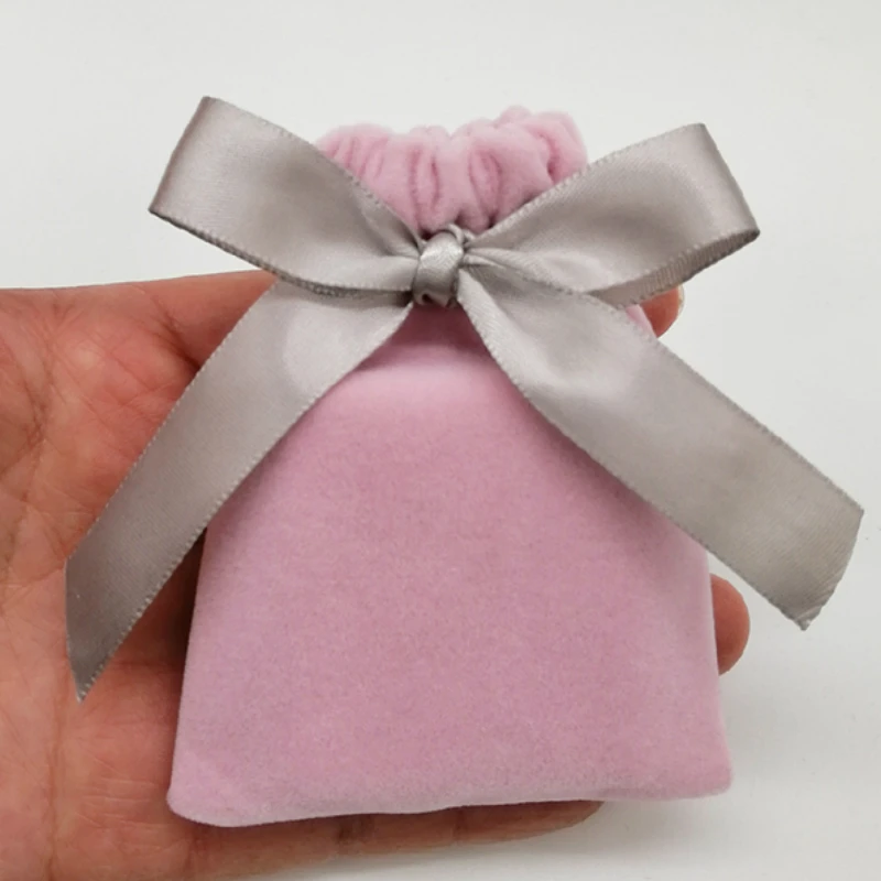 5DZ18 pink gray Бархатный мешочек для упаковки ювелирных изделий, милый мешочек для хранения ювелирных изделий, подарок для макияжа, Свадебная вечеринка, конфетная косметическая упаковка с завязкой, сумки - Цвет: 5DZ18 pink gray