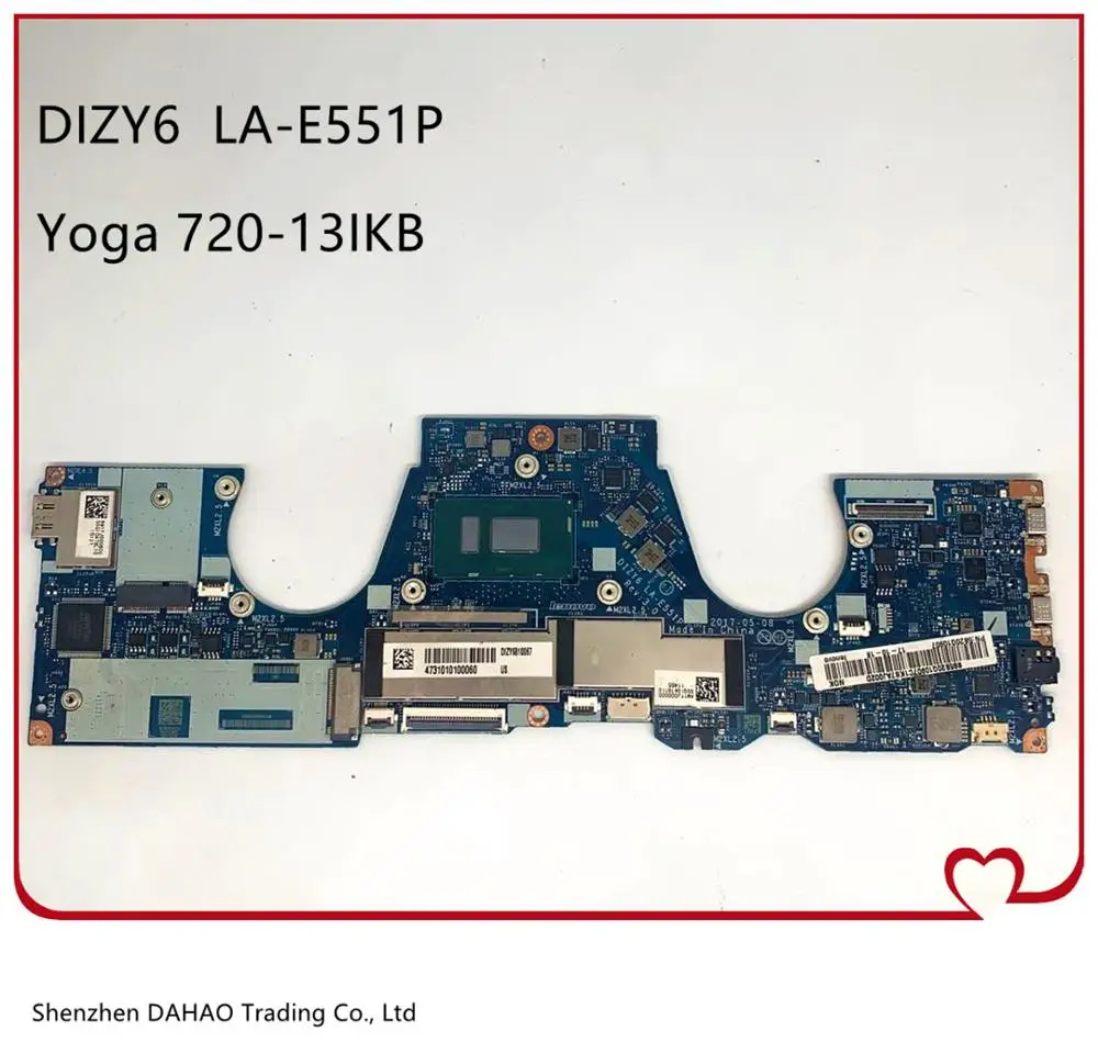 

For Lenovo ideaPad Yoga 720-13IKB Laptop motherboard FRU: 5B20Q10907 DIZY6 LA-E551P With i5-8250U CPU 8GB-RAM 100% Fully Tested