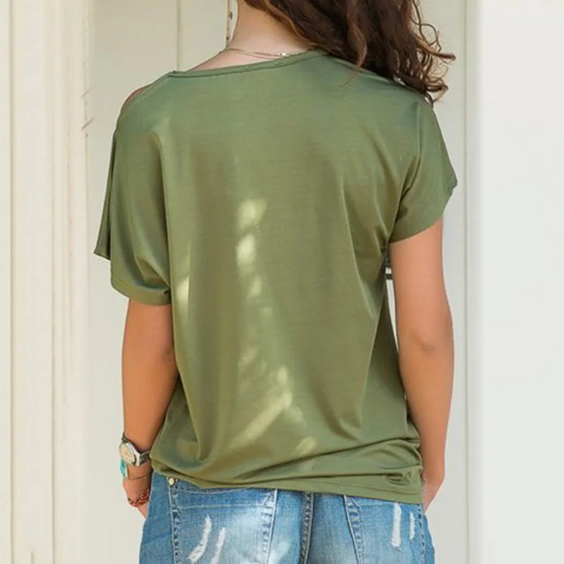 Женская блузка с косым воротником Летняя асимметричная однотонная коротким