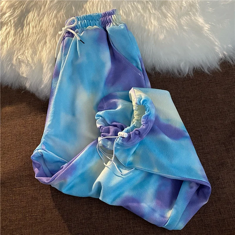 

Personalized High Street Style Gradient Tie-dye Ankle Banded Pants Women's Korean-style Loose Harajuku Bf Style Fried Street.