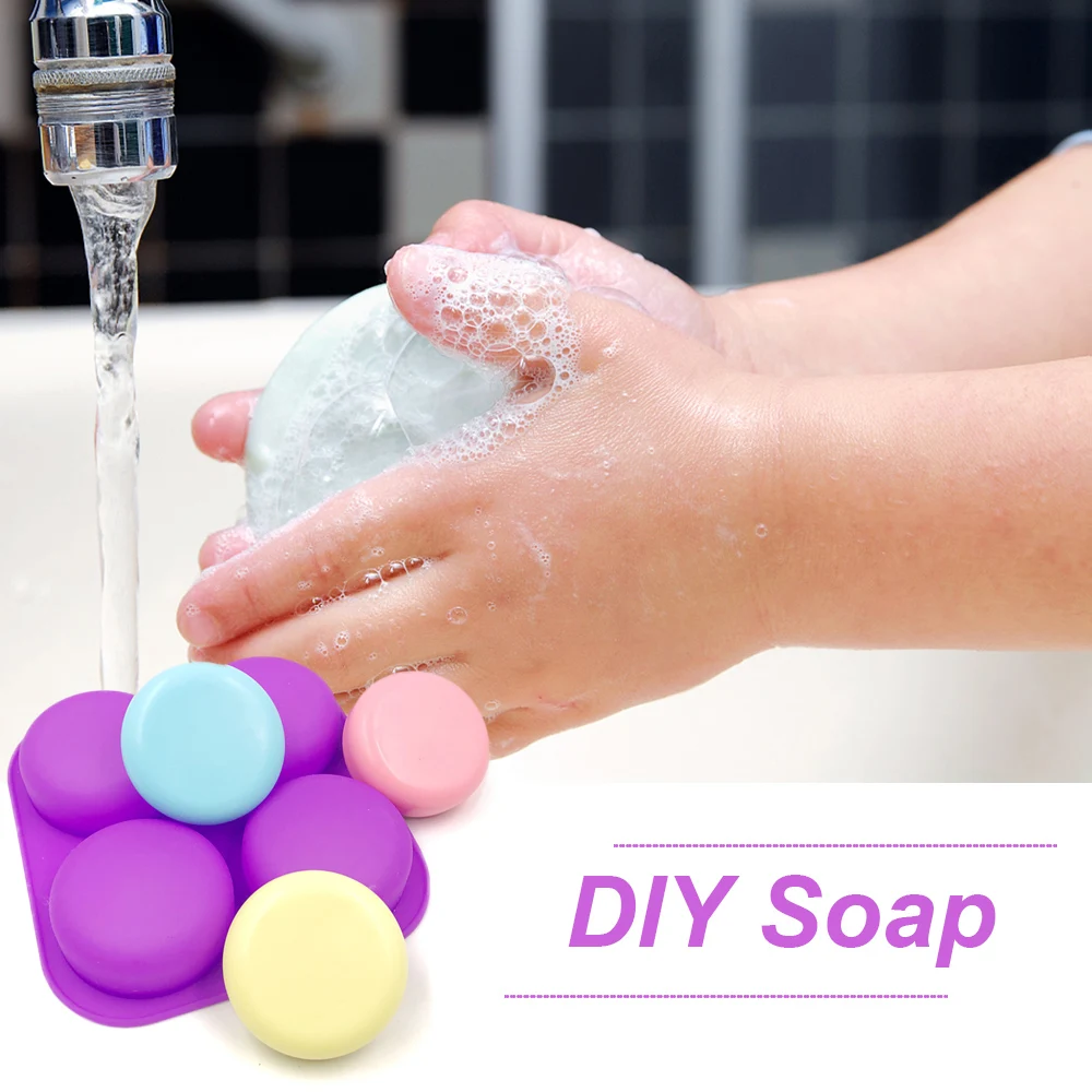 

4 Holes Round Silicone Mould Hand-made Soap Mold Fondant Cake Decor High Temperature Resistant Easy Release Soap Making Supplies