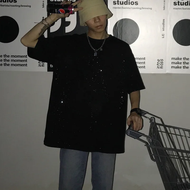 Футболка мужская с коротким рукавом модная однотонная Повседневная Свободная