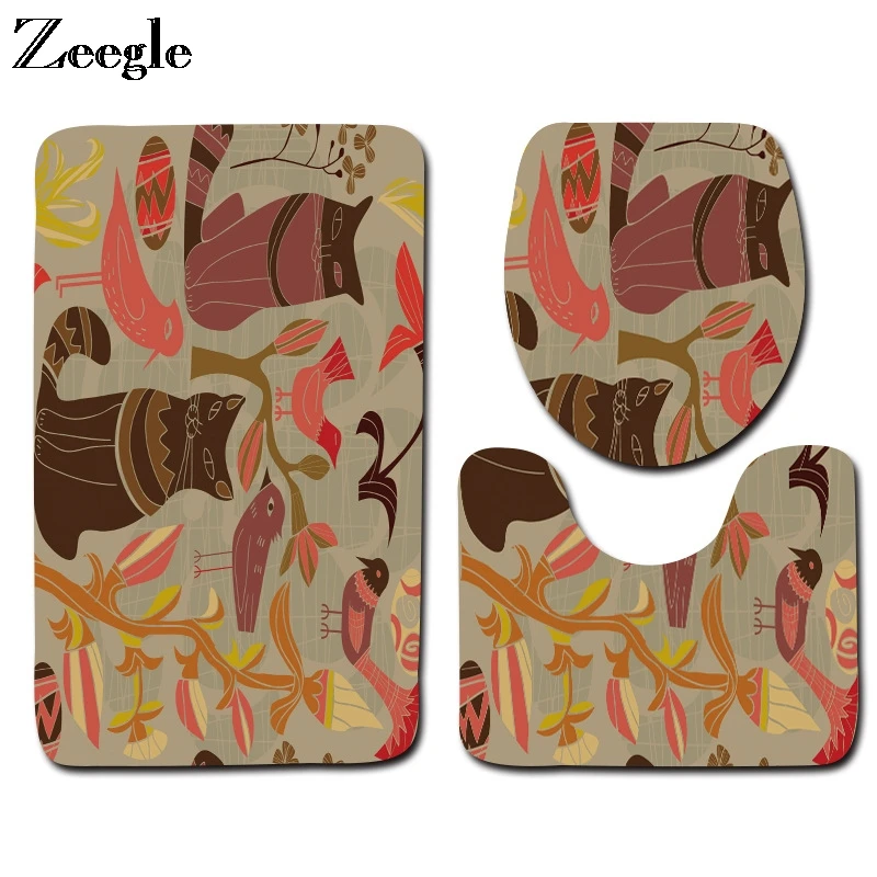 Zeegle коврик для ванной с принтом животных Противоскользящий комнаты полиэстер