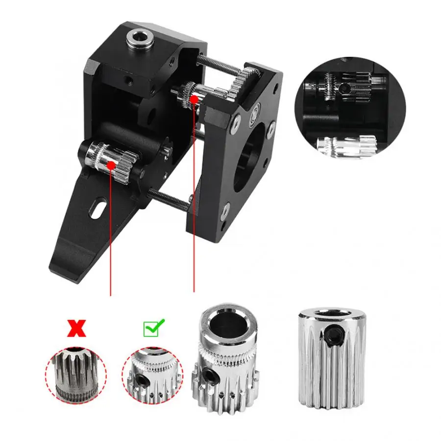 3D принтеры экструдер черный Алюминий двойной Шестерни Dual Drive вправо для Prusa I3 CR 10