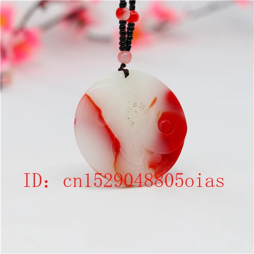 Ожерелье с подвеской из натурального красного белого китайского нефрита тайчи