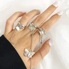 Кольца WUKALO в стиле панк с бабочками в стиле хип-хоп, Многослойные Регулируемые кольца из двух искусственных сплавов, вращающиеся кольца для женщин, подарок Вечерние