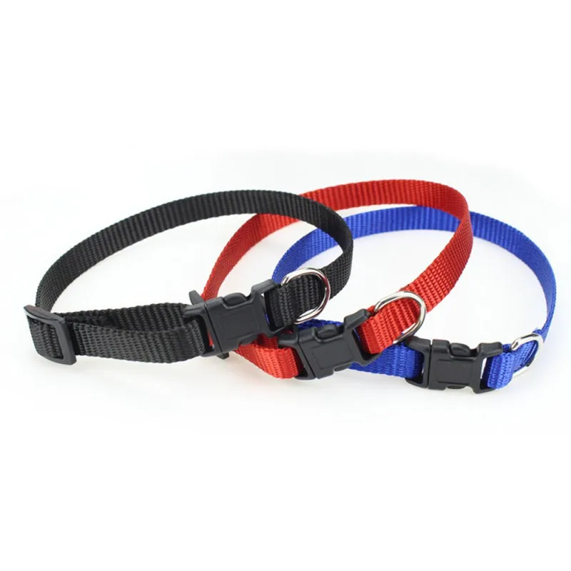 Светоотражающий нейлоновый однотонный ошейник для собак регулируемый средних и
