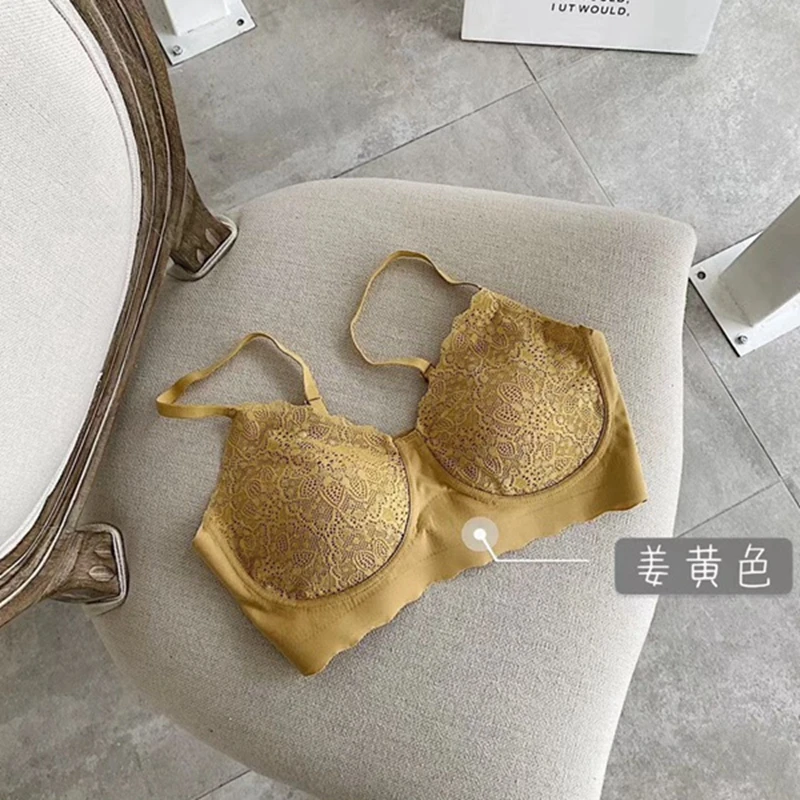 

Sexy Latex Lace Seamless Bra Women Push Up Underwear Cooling Gathers Pad Female Intimate Fashion Soft Comfortable Bralette