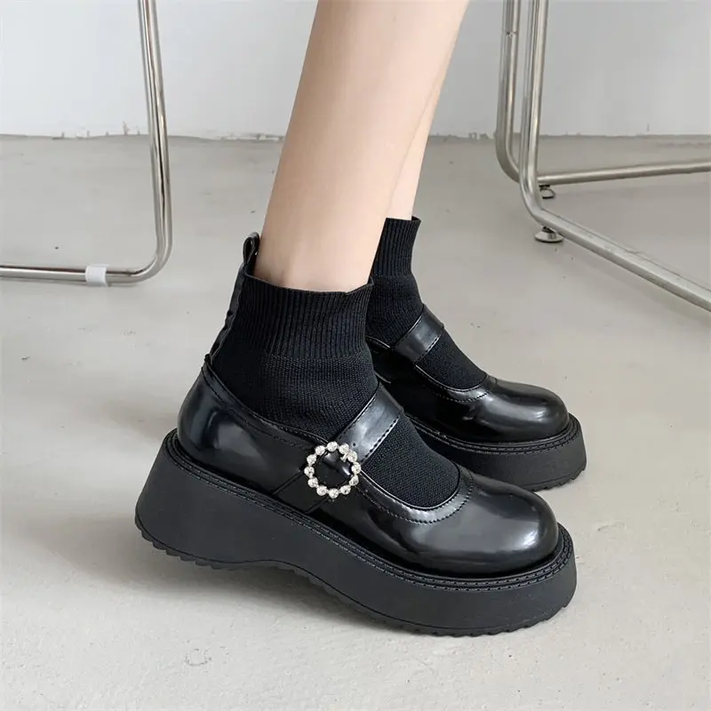 

Туфли Lolita женские в японском стиле, винтажные Туфли Мэри Джейн для девушек, обувь на платформе и высоком каблуке для студентов колледжа, бол...