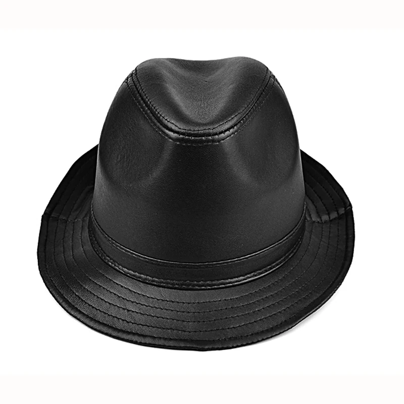 Spring Men real leather Fedoras 2020 new style real sheepskin cow leather Bowler/Derby caps hats B70