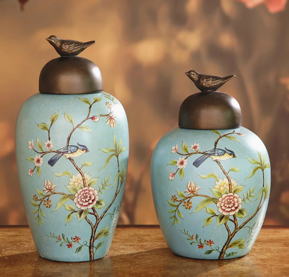 Ceramics Candy Jars with Cover Tea Caddy Storage Jar Sugar Bowl Antique Jewelry Container Rustic Home Decor