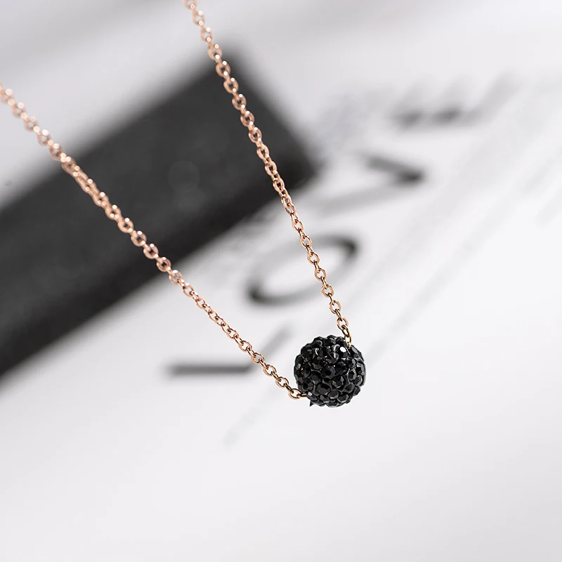 Yun ruo розовое золото Цвет Micro Pave цирконий круглый кулон Цепочки и ожерелья шикарные Титан Сталь женские подарок ювелирных изделий никогда не увядает Прямая