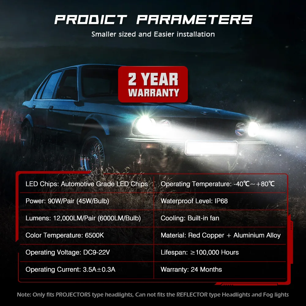 Novsight супер яркий 90 Вт H7/H11/9005/9012/D1/D2D/D5 Автомобильный светодиодный комплект для замены фар 6500K
