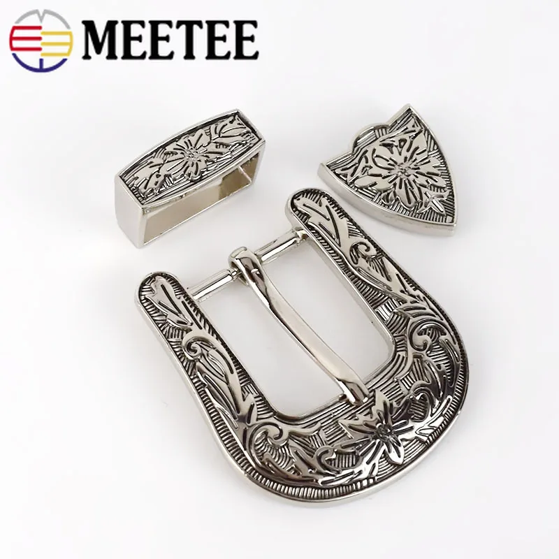Meetee 1 комплект (3 шт.) 26 мм пряжка для ремня винтажный узор пряжки из сплава женщин и