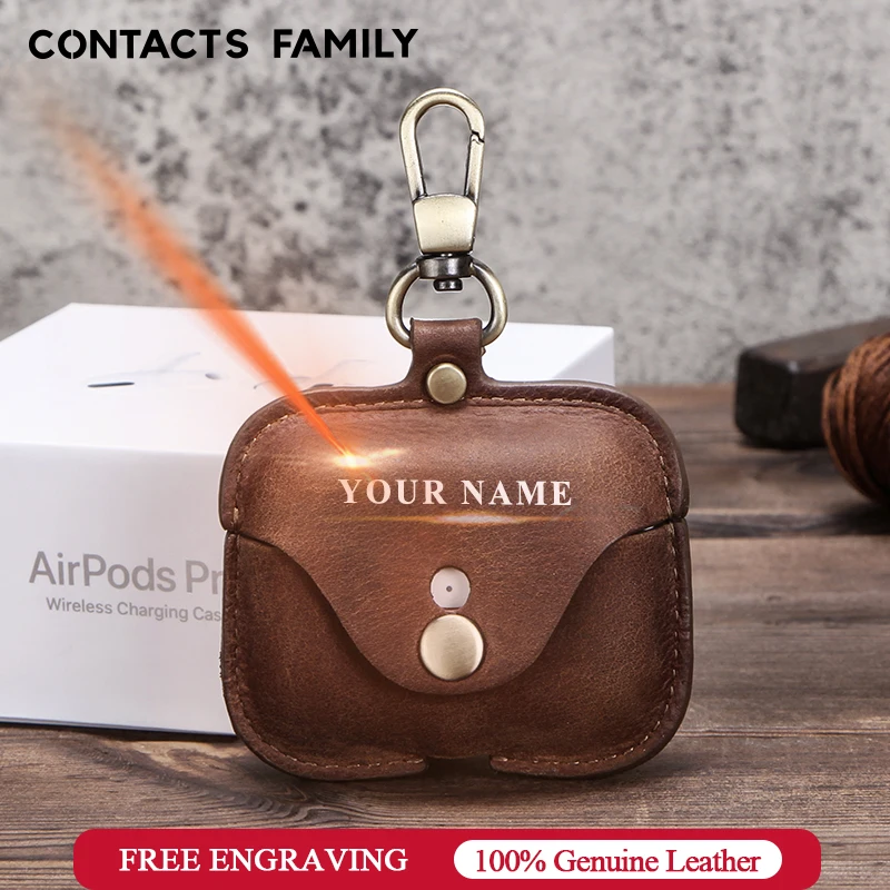 Роскошный чехол из натуральной коровьей кожи airpods Pro apple fundas auriculares inalambricos airpod 3 чехол с брелком для ключей