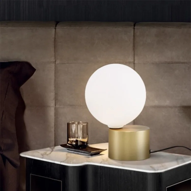 Modern Led Glass Ball Table Lamp Night Lighting Living Room Bed Head Simple Post Nordic Metal lustre | Освещение