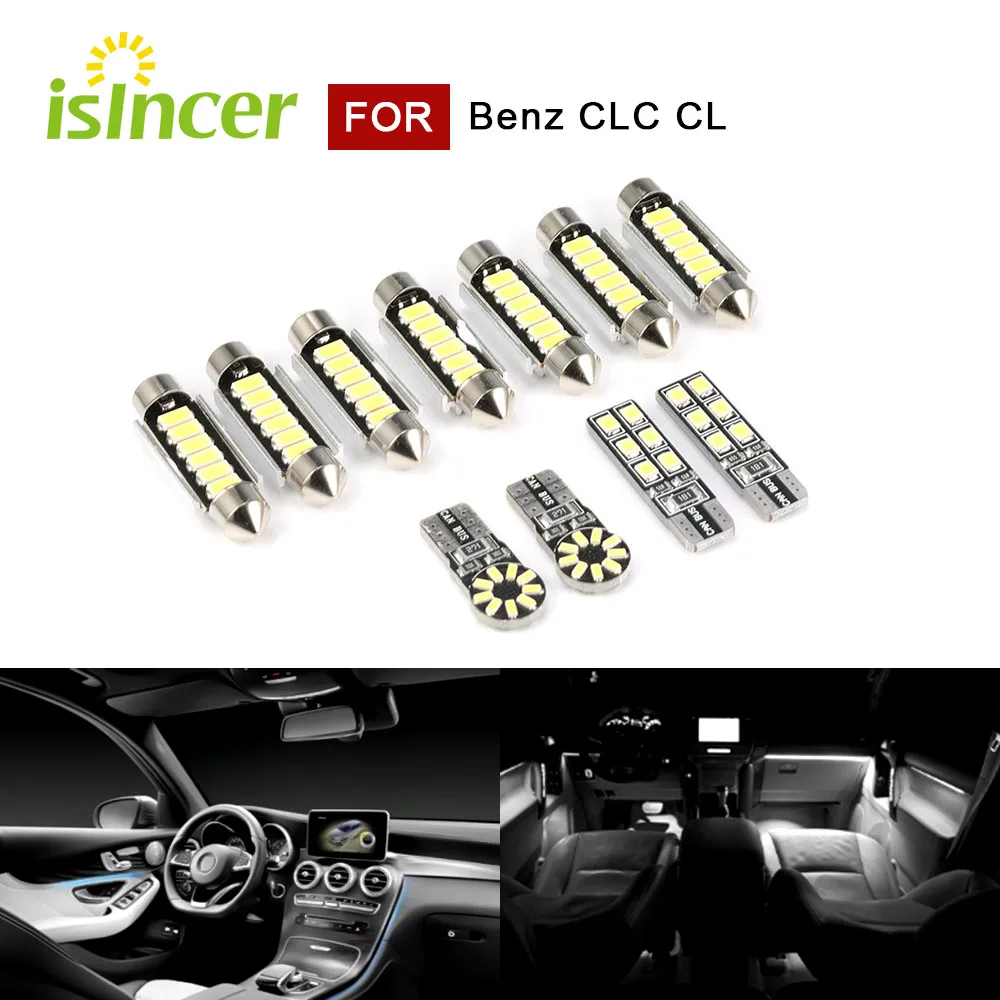 

11 шт. Canbus SMD светодиодный автомобиль Внутреннее освещение набор для Mercedes-Benz CLC CL203 2001-2008 купольная карта зеркало светодиодный светильник комп...