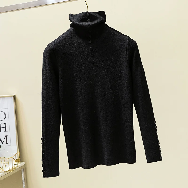 

Women's sweater autumn and winter new bottomed knitwear women's slim Korean long sleeve pile neck sweater