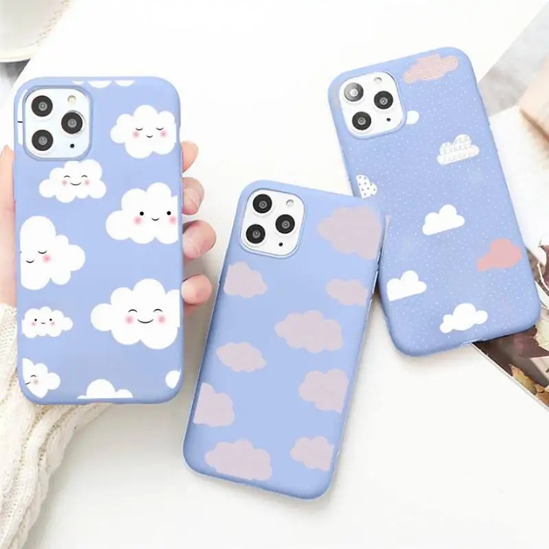 

Clouds colorful cute pattern Phone Case Candy Color for iPhone 6 7 8 11 12 s mini pro X XS XR MAX Plus