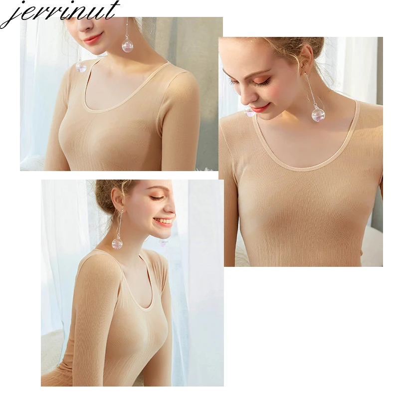 Женское термобелье Jerrinut комплект теплой рубашки бесшовное нижнее белье с