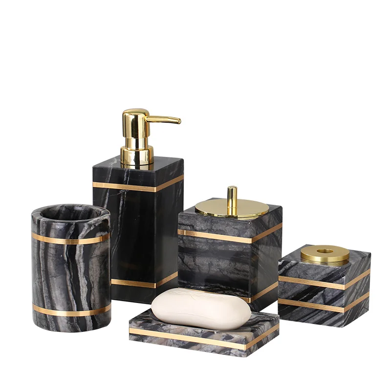 bathroom set marble liquid soap dispenser toothbrush holder dish gargle cup tray cottonswab box aromatherapy bottle nordic style free global shipping
