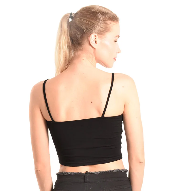 

Women Cropped Tee Shirt 2020 Summer Fashion New Sexy Slim Elastic Crop Top Cotton Spandex Cute Halter Black Rose Print Vest Tops