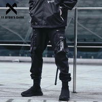 11 bybbs dark ribbon pocket elastic waist cargo pants mens hip hop tactical function harem pants streetwear harajuku jogger