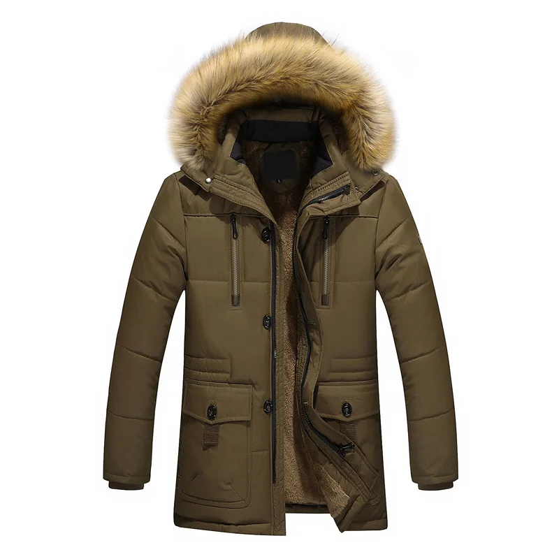 Coffee MANTLCONX Men Winter Wool Jackets Coats Thick Cotton Casual Fashion Man Parkas Large Size Jackets Jaqueta Outwear Coat Men - Цвет: Coffee