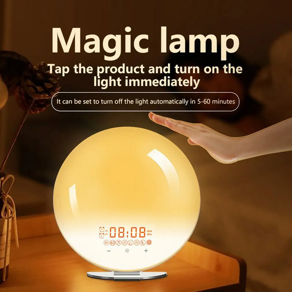 

Wifi Smart Wake Up Light Work Day Alarm Clock With 7 Colors Sunrise / Sunset Smart Life Tuya App Works With Alexa Home