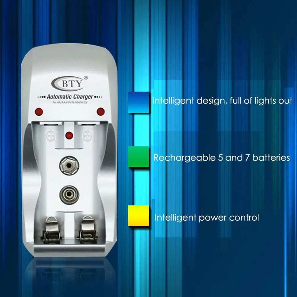 Универсальное зарядное устройство с 2 слотами простое в использовании для AA/AAA 9V